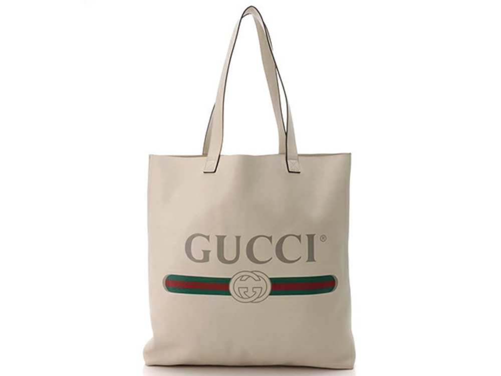Gucci tote bag white leather on the front corners